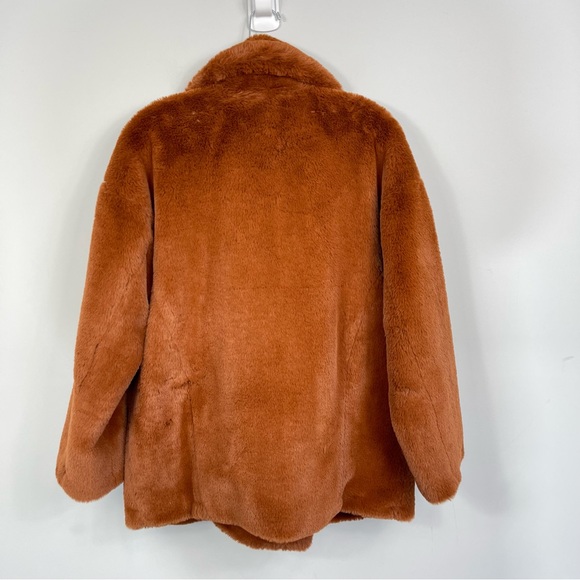 Free People Kate Faux Fur Coat in Terracotta Oversized Chunky Teddy Jacket S - Picture 9 of 16